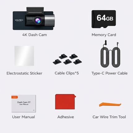 Wolfbox i17 3CH 4K Wifi GPS 64gb dashcam