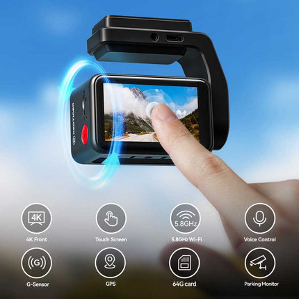 Redtiger A4 4K Touch Wifi GPS 2CH 64gb dashcam