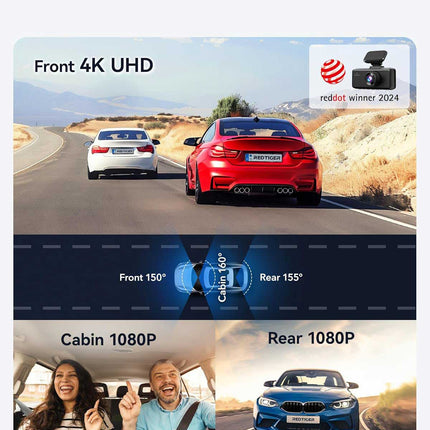 Redtiger F17 3CH 4K Wifi GPS 64gb dashcam