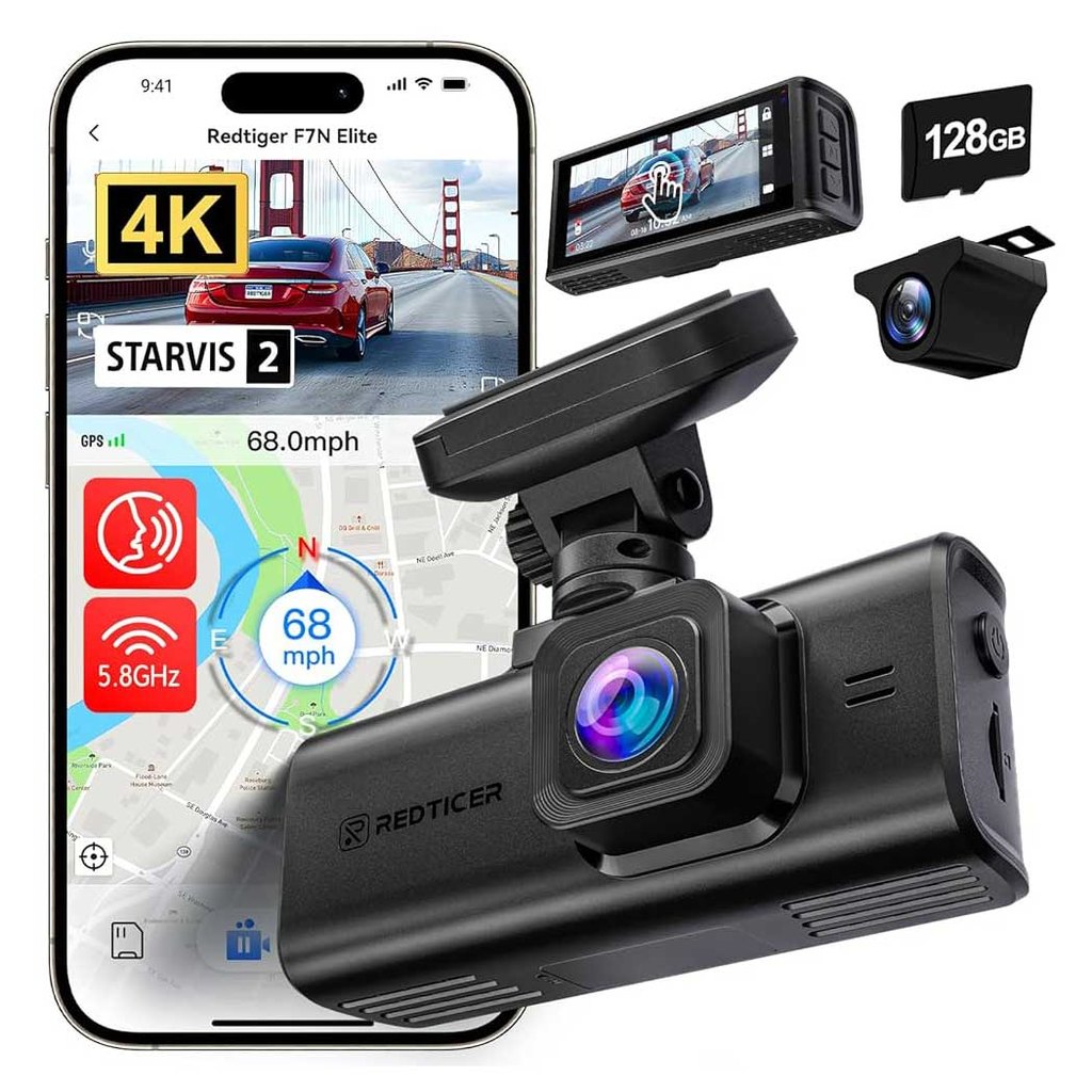 Redtiger F7N Elite 4K Touch Wifi GPS 2CH 128gb dashcam