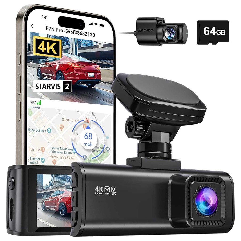 Redtiger F7N Pro 4K Wifi GPS 2CH 64gb dashcam