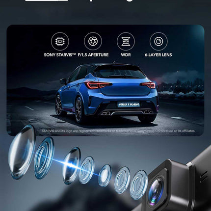 Redtiger F7NT 4K Touch Wifi GPS 2CH 64gb dashcam