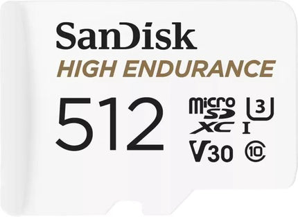 <tc>SanDisk 512GB High Endurance U3 V30 microSD card</tc>
