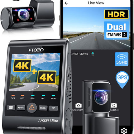 Viofo A229 Ultra 3CH 4K Wifi GPS dashcam
