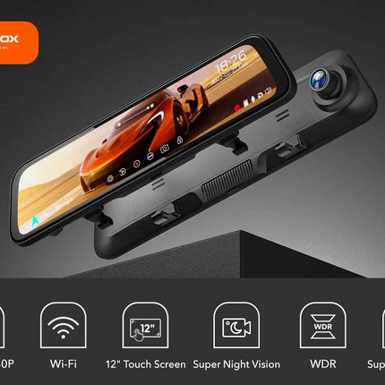 Wolfbox G840H 2K Wifi GPS 32gb Mirror dashcam
