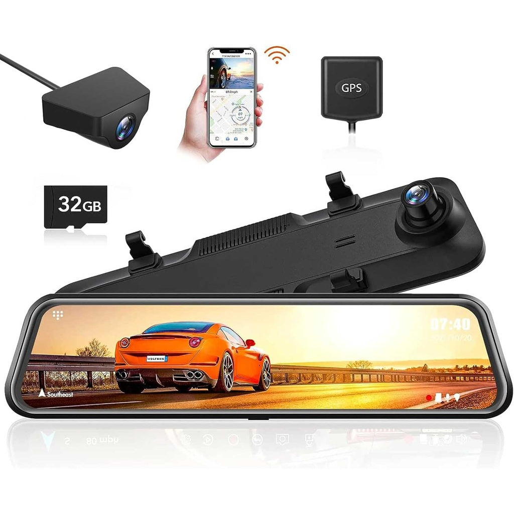 Wolfbox G840H 2K Wifi GPS 32gb Mirror dashcam