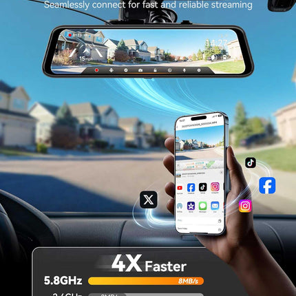 Wolfbox G850 Pro 4K Wifi GPS 64gb Mirror dashcam