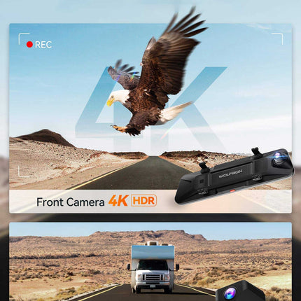 Wolfbox G900 Pro 4K Wifi GPS 128gb Mirror dashcam