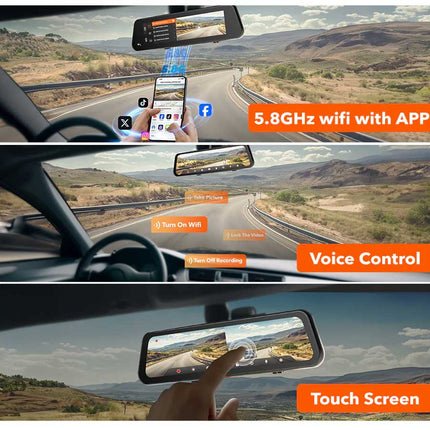 Wolfbox G900 Pro 4K Wifi GPS 128gb Mirror dashcam