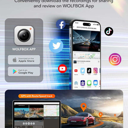Wolfbox i05 4K Wifi GPS 2CH 32gb dashcam