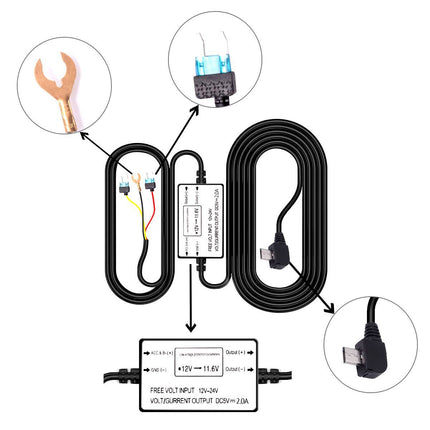 AZDome BN03 Micro USB Hardwire kit 3-wire