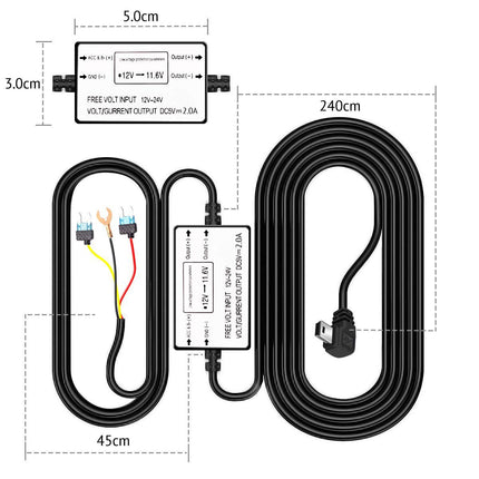 AZDome Mini USB Hardwire kit 3-wire