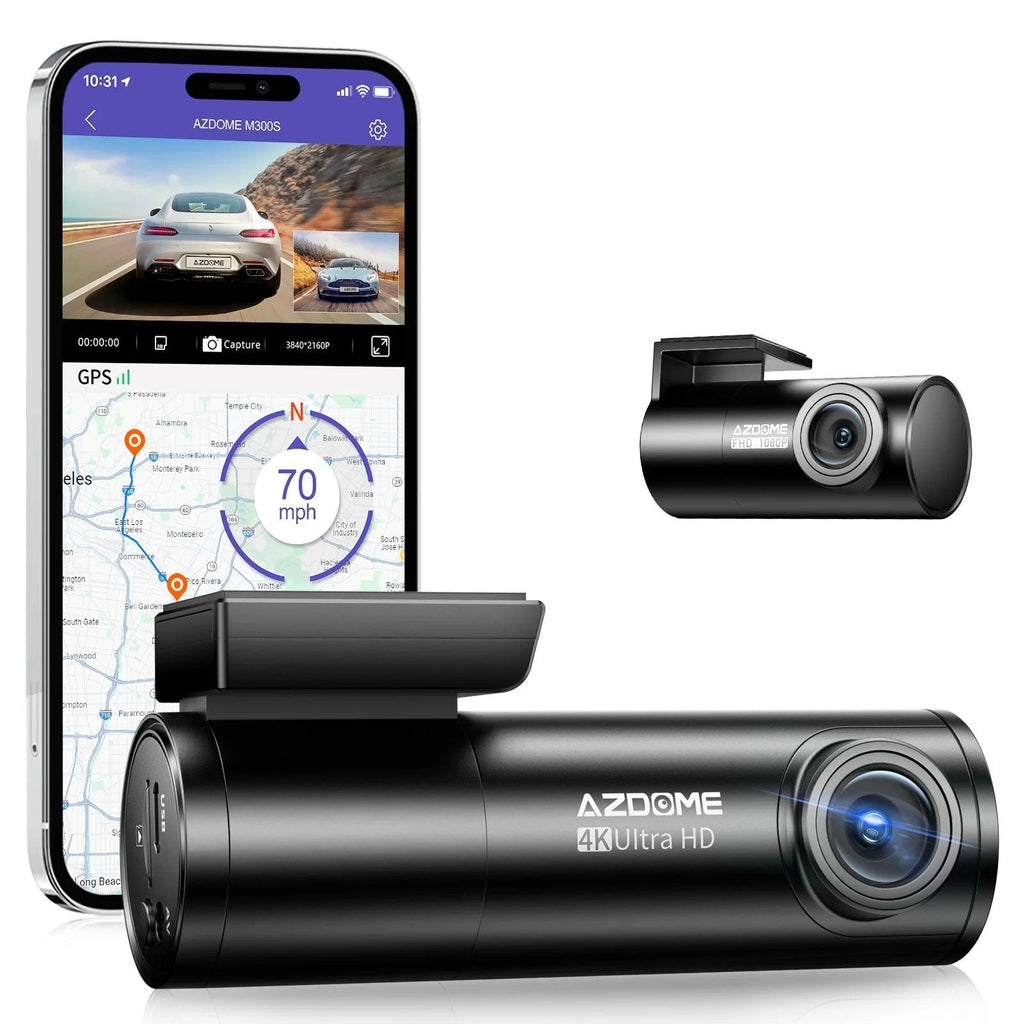 AZDome M300S 4K 2CH Dual Wifi GPS 64gb dashcam